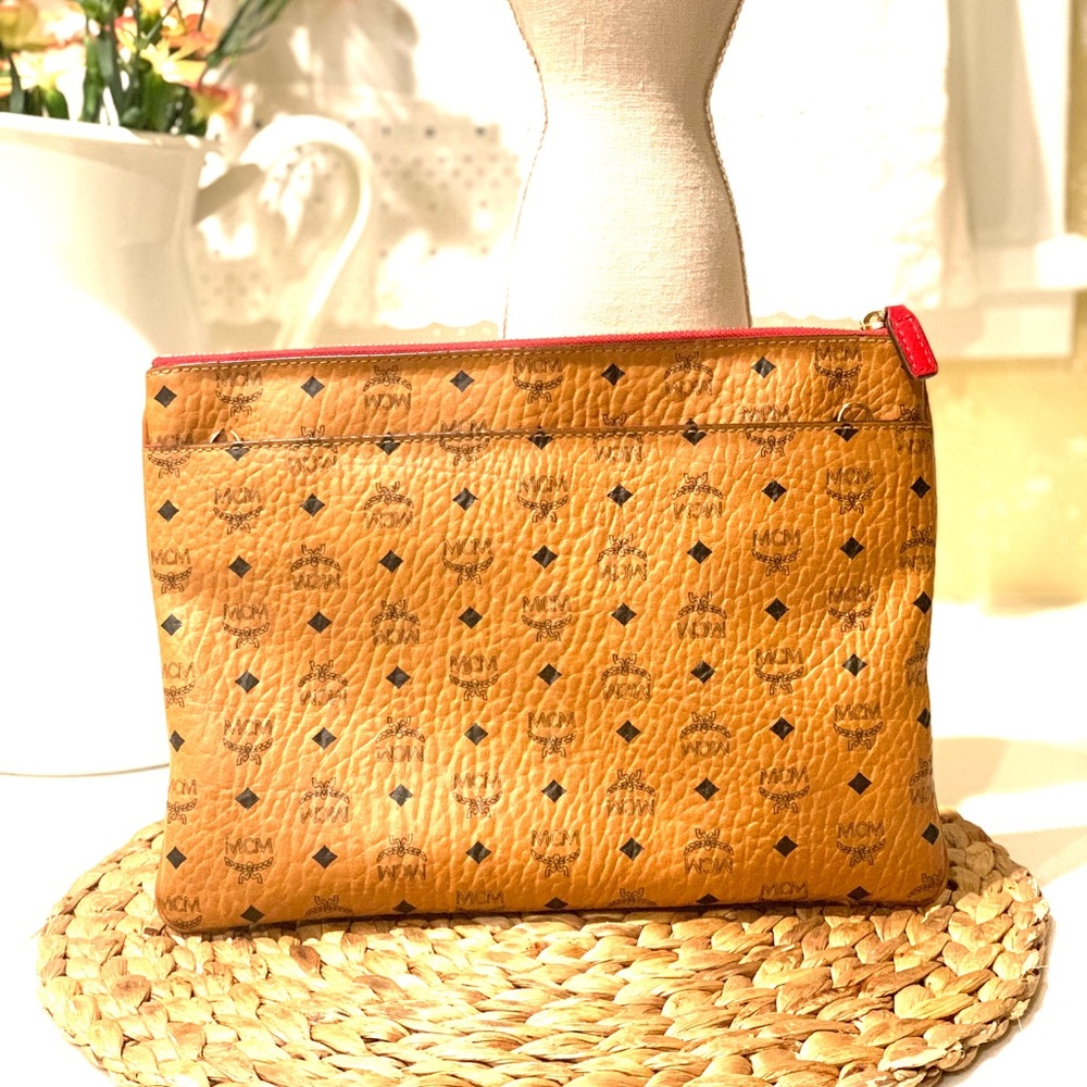 MCM monogram, cognac clutch vintage